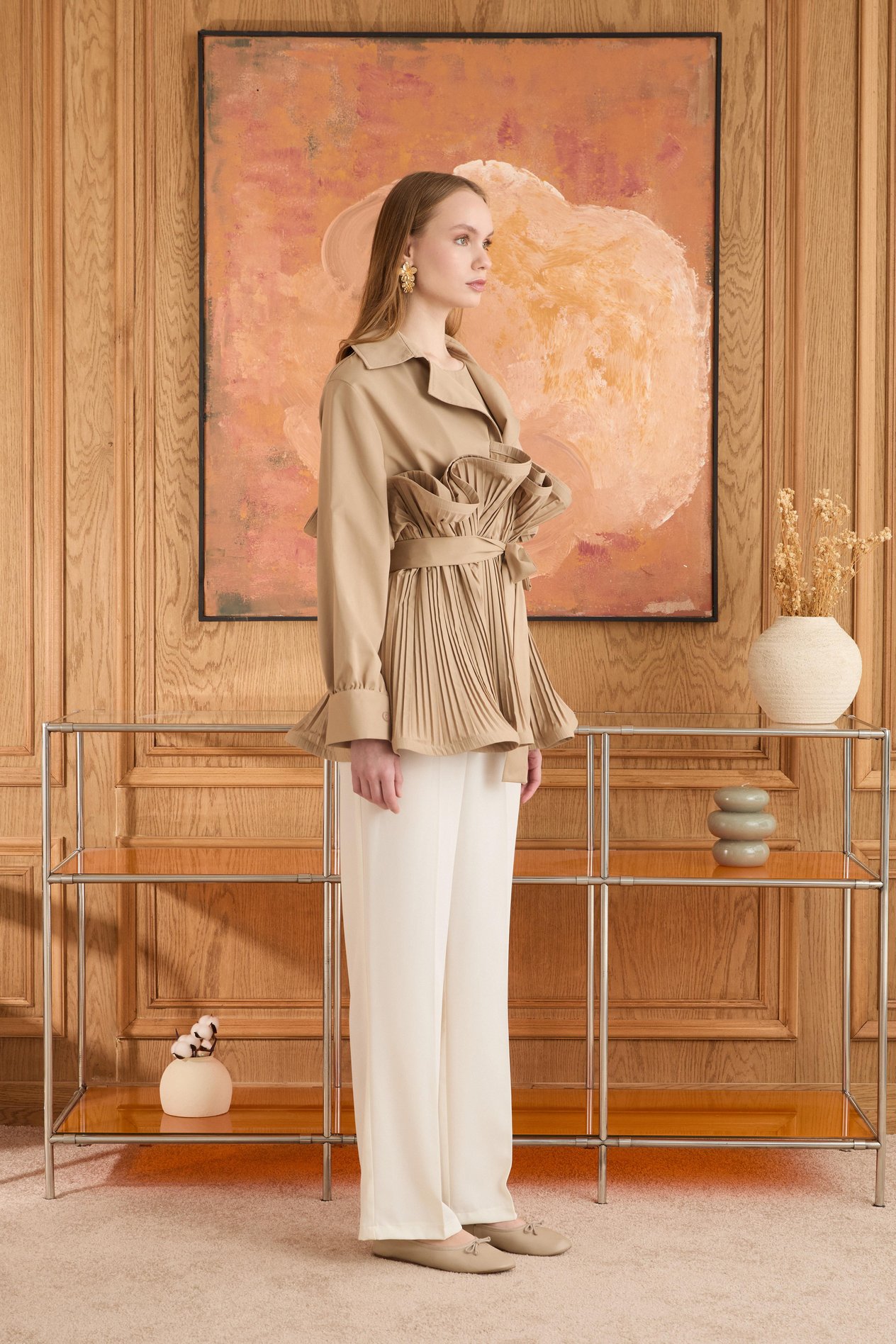 Lofts Piliseli Grenli Premium Ceket - Camel