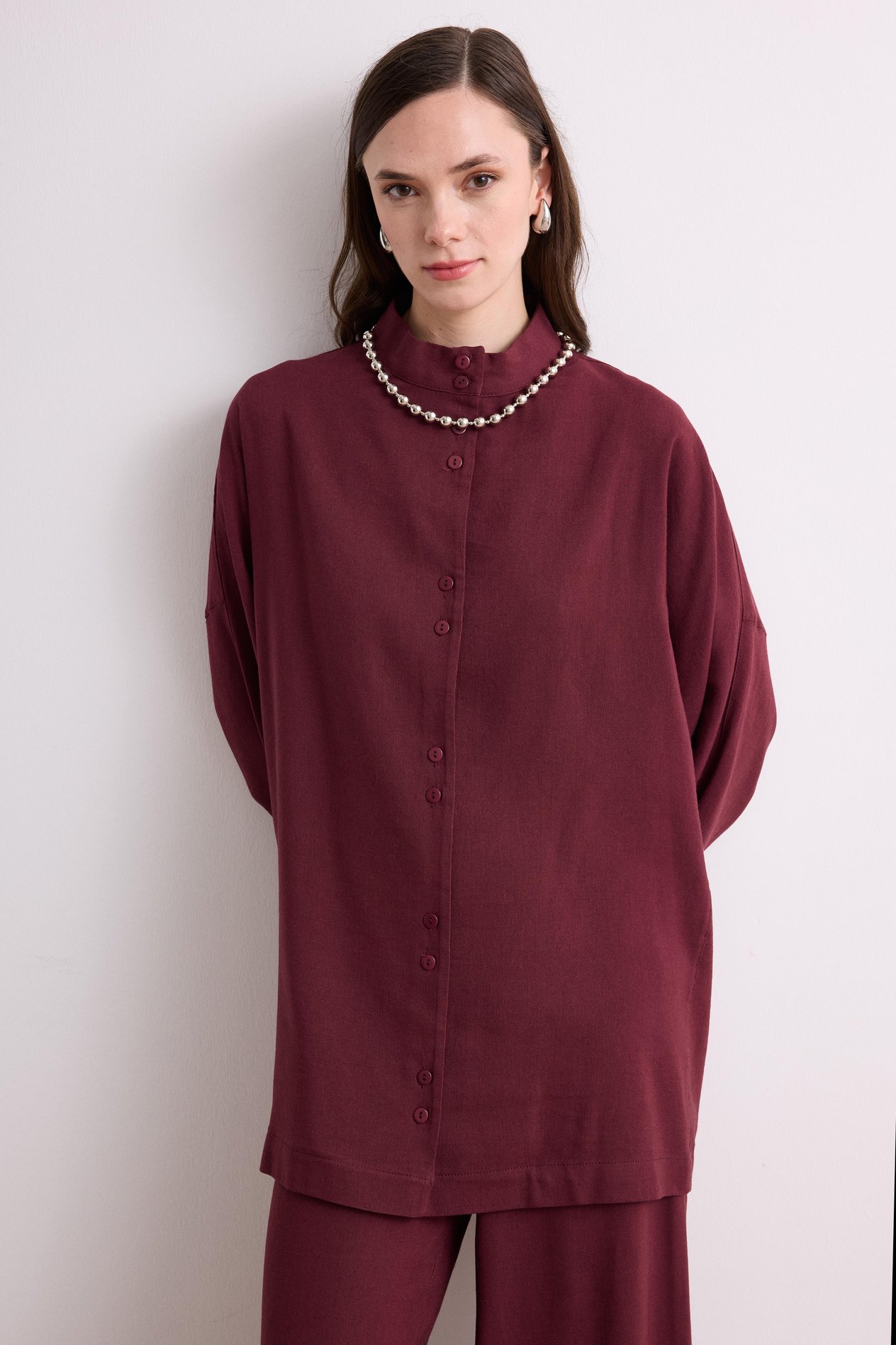 Sofia Keten Takım - Bordo