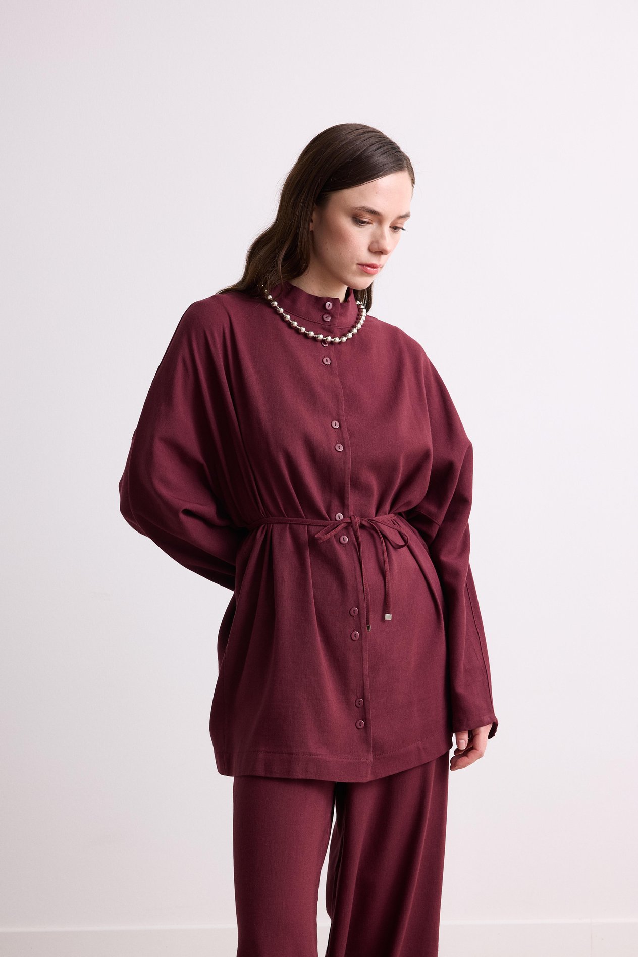 Sofia Keten Takım - Bordo