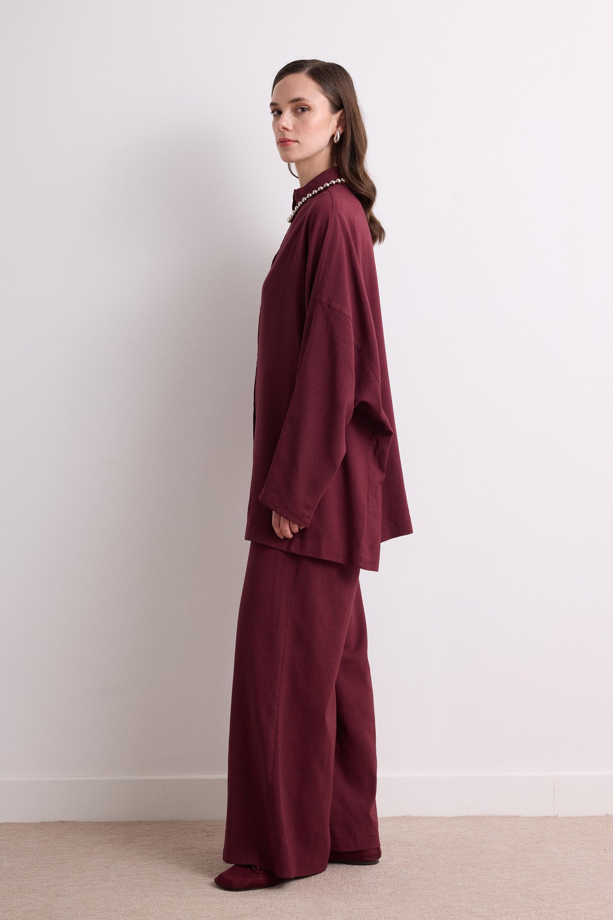 Sofia Keten Takım - Bordo