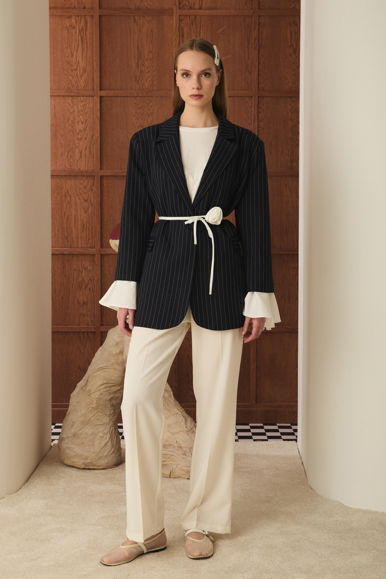 Volan Kol Blazer Ceket - Lacivert