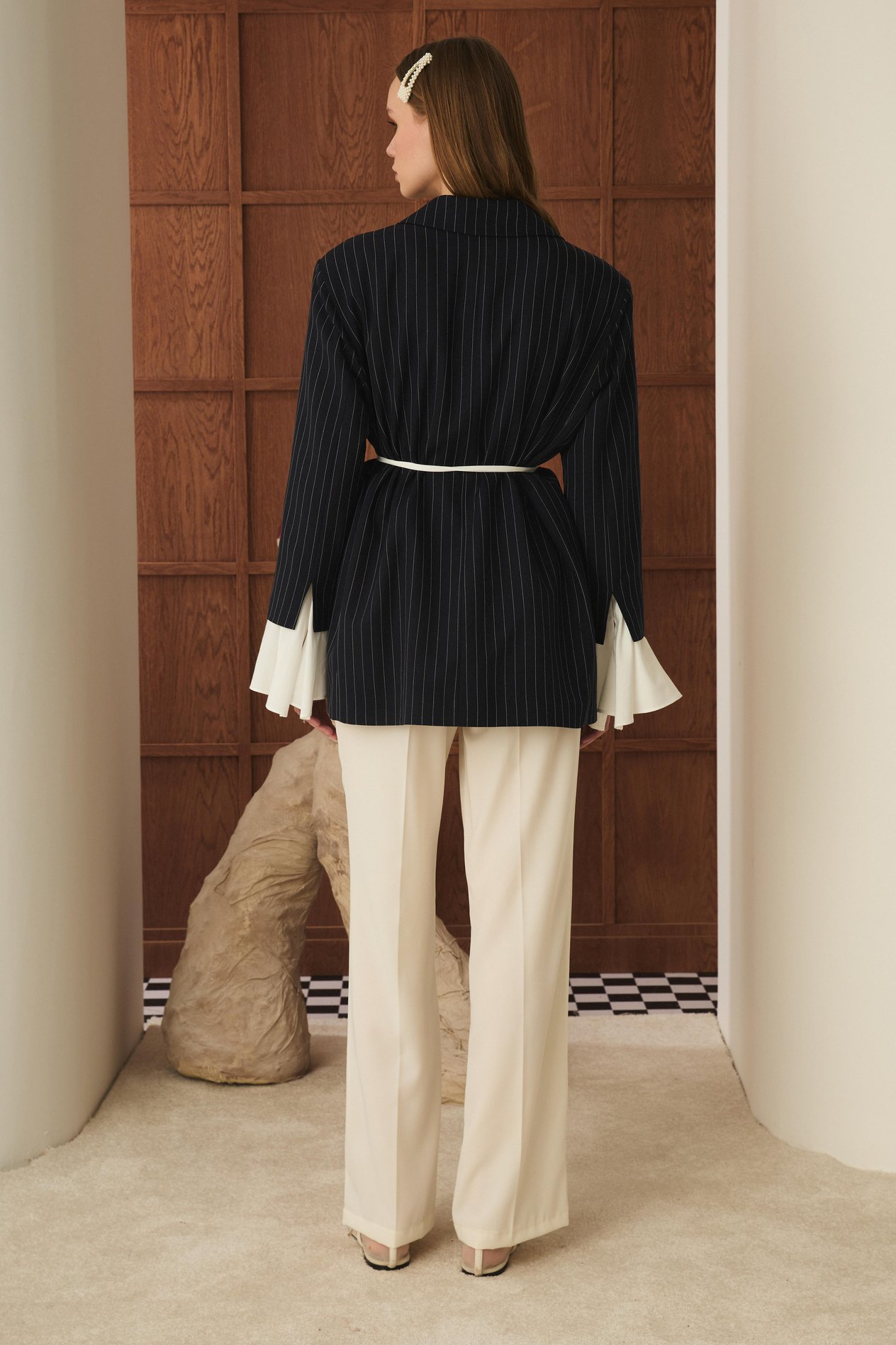 Volan Kol Blazer Ceket - Lacivert