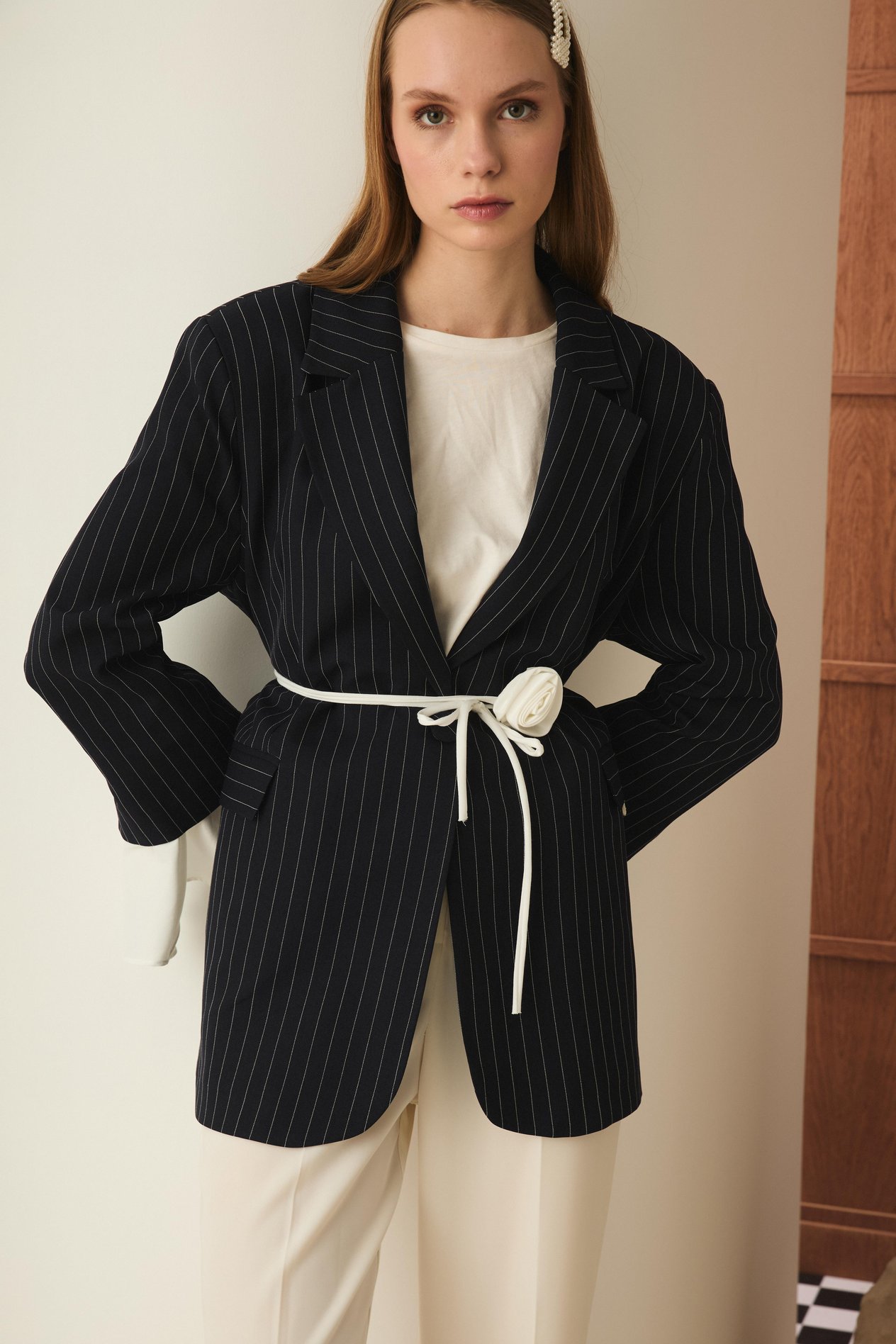 Volan Kol Blazer Ceket - Lacivert