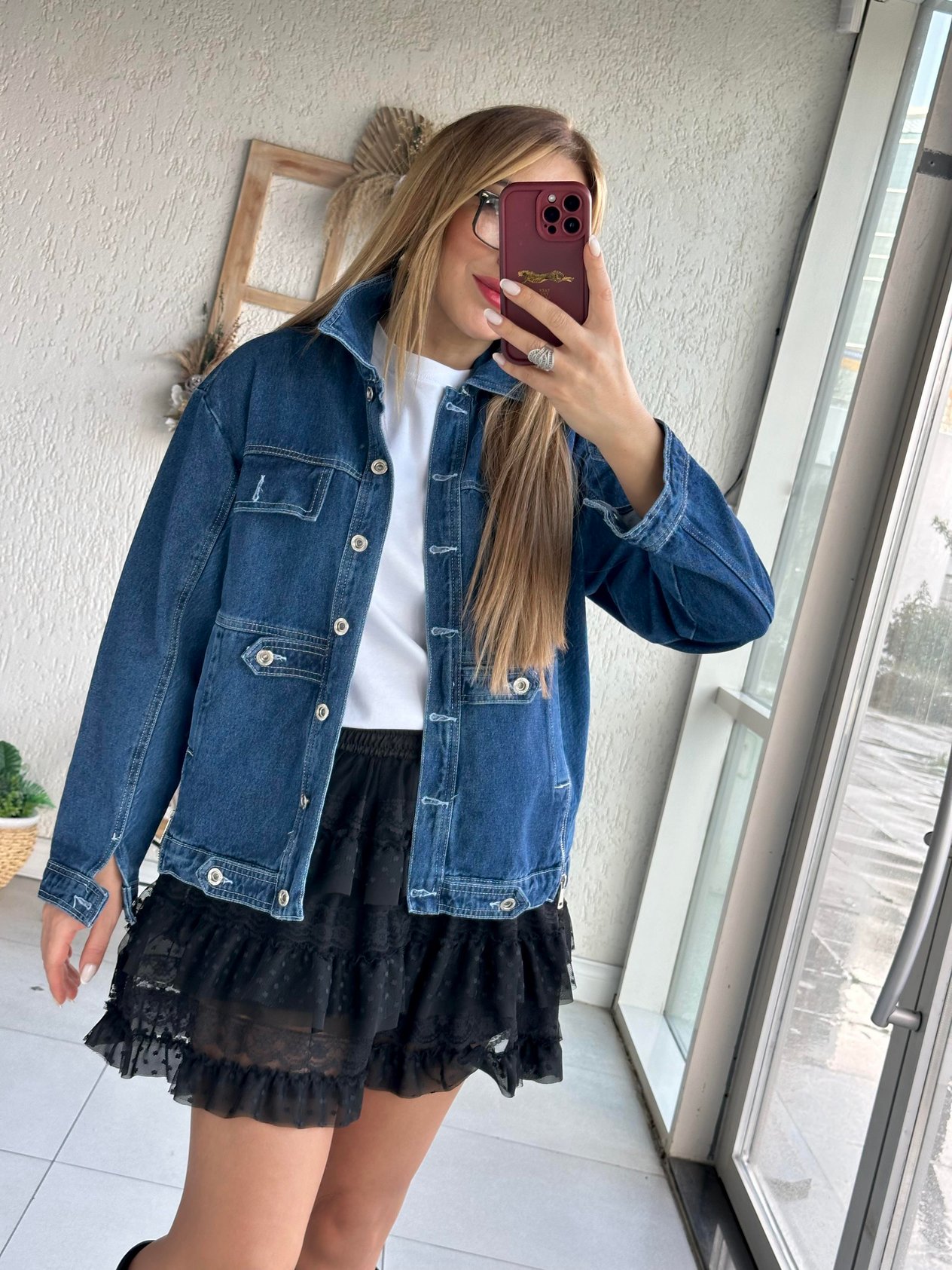 Lacivert Fermuar Detaylı Denim Ceket