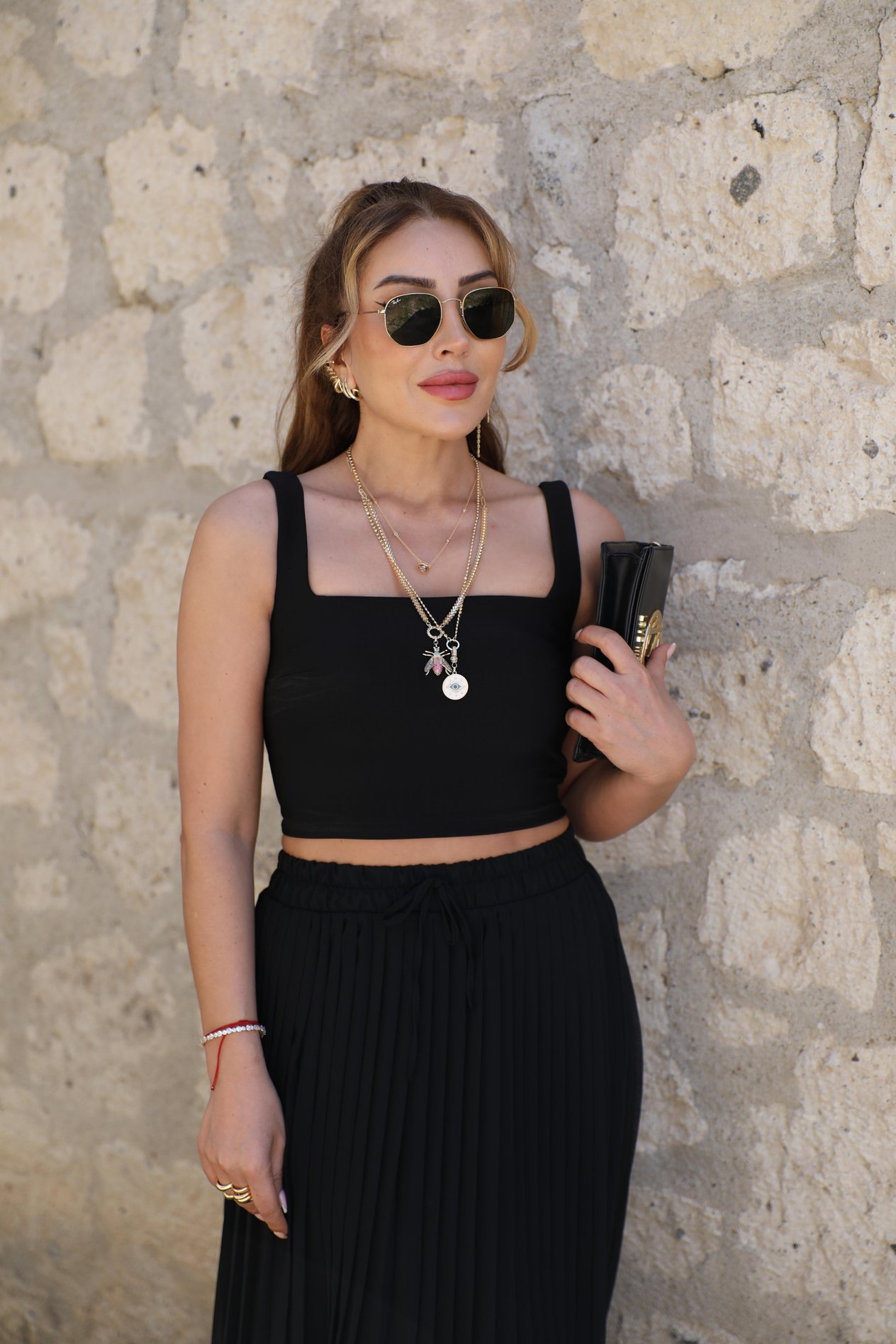 Siyah Kalın Askılı Crop