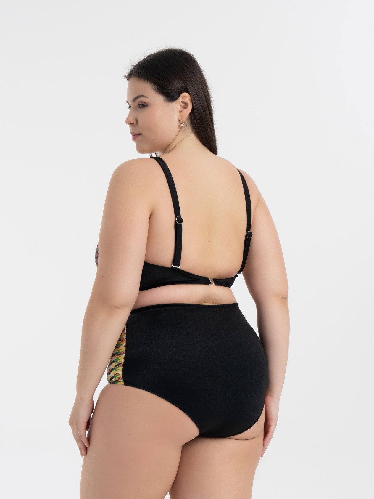 AQUAVİVA Kadın Büyük Beden Siyah Piramit Desen Nadide Bikini Takımı