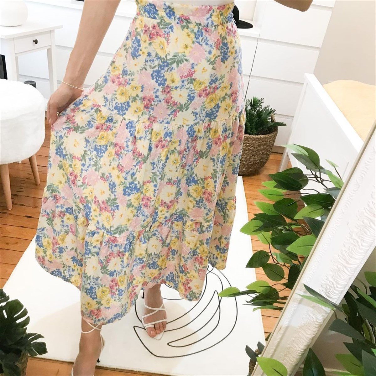 FLORAL ÇİÇEKLİ UZUN ETEK