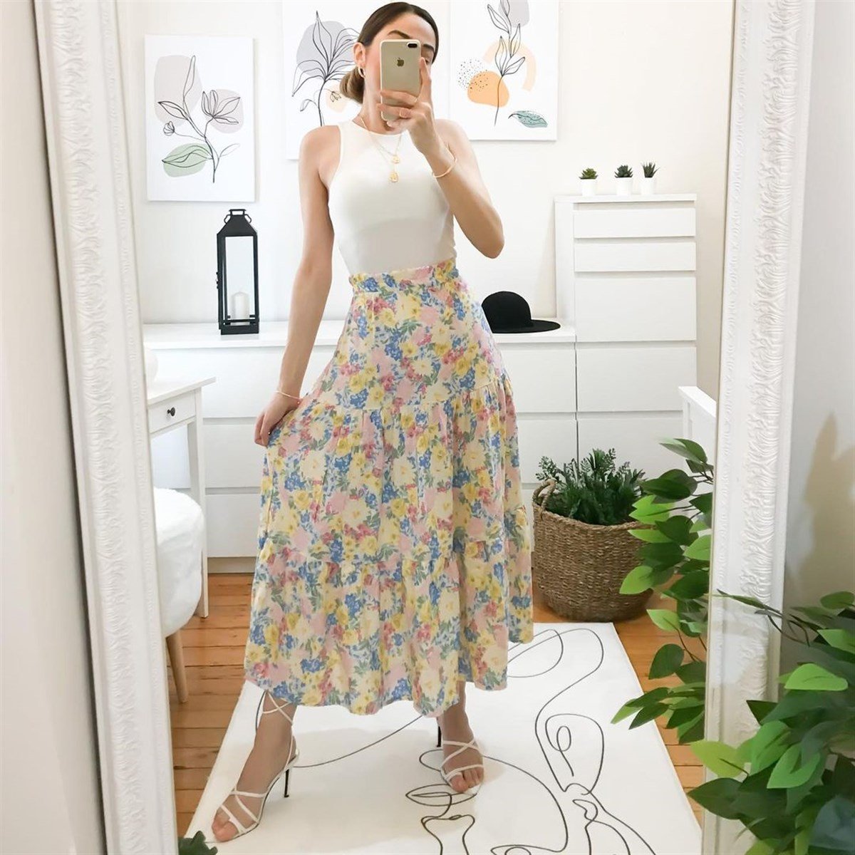 FLORAL ÇİÇEKLİ UZUN ETEK
