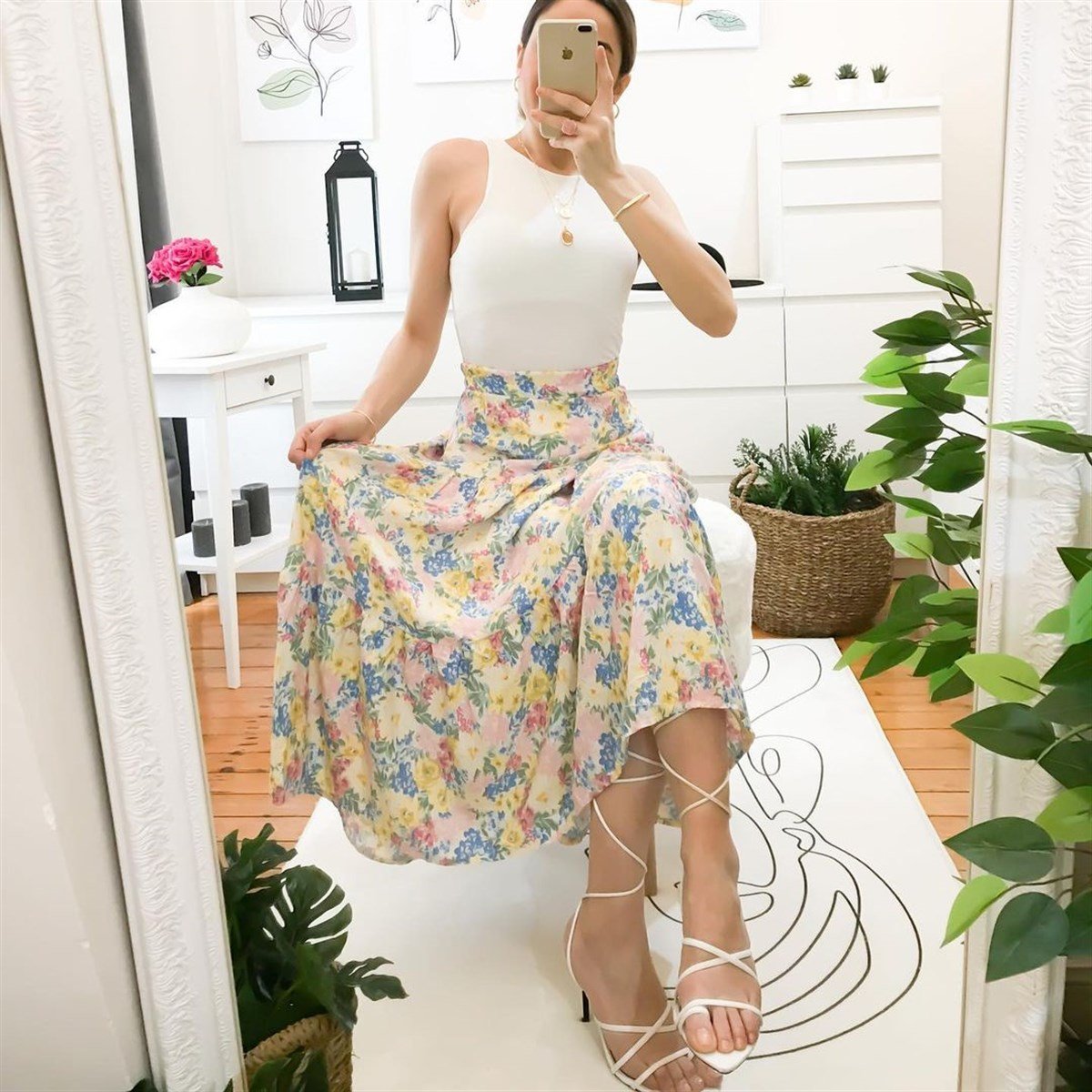 FLORAL ÇİÇEKLİ UZUN ETEK