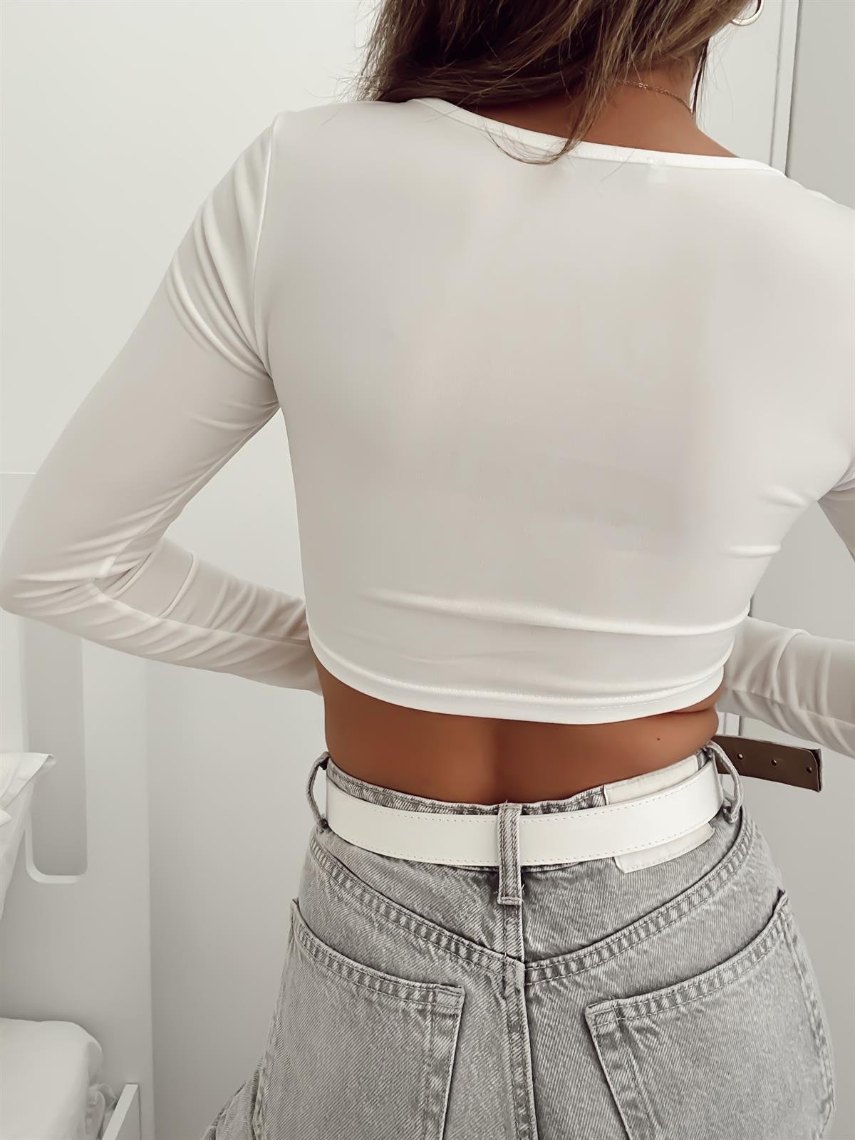 RENA KALP YAKA CROP BEYAZ
