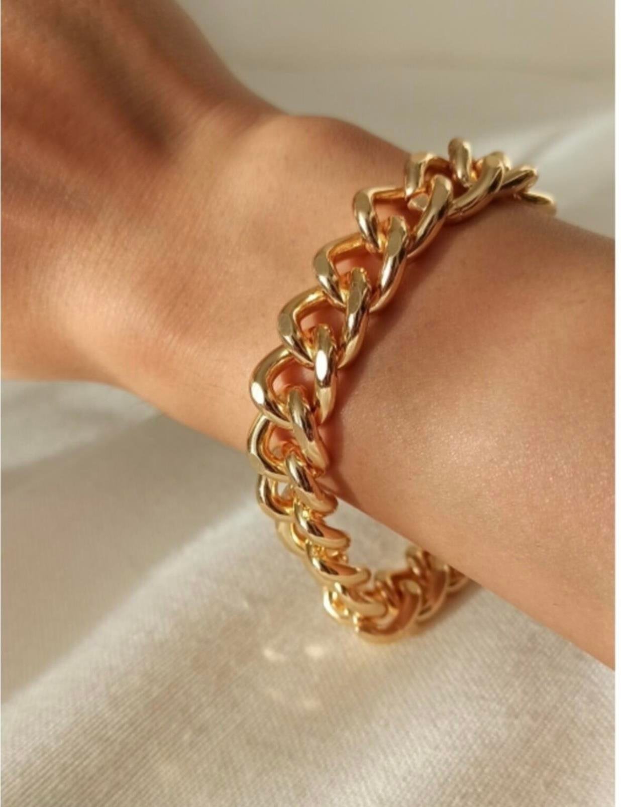 UNİSEX GOLD KALIN BİLEKLİK 