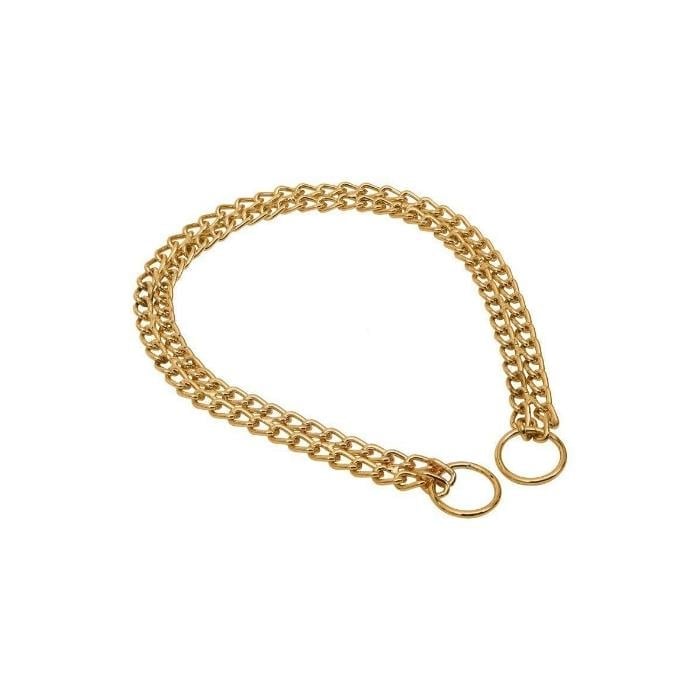 Doggie Eğitim Serisi Çift Boğma Zincirli Köpek Boyun Tasması - 2,5x60-60cm - Gold