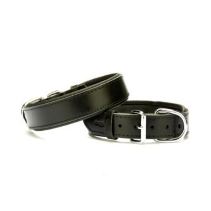 Doggie Konforlu Gerçek Deriden El Yapımı Köpek Boyun Tasması 3,5x52-60cm - Black