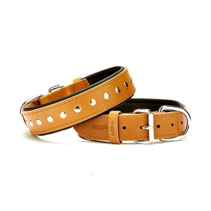 Doggie Yumuşak Dokulu Rivetli Köpek Boyun Tasması Camel 3.5*60Cm