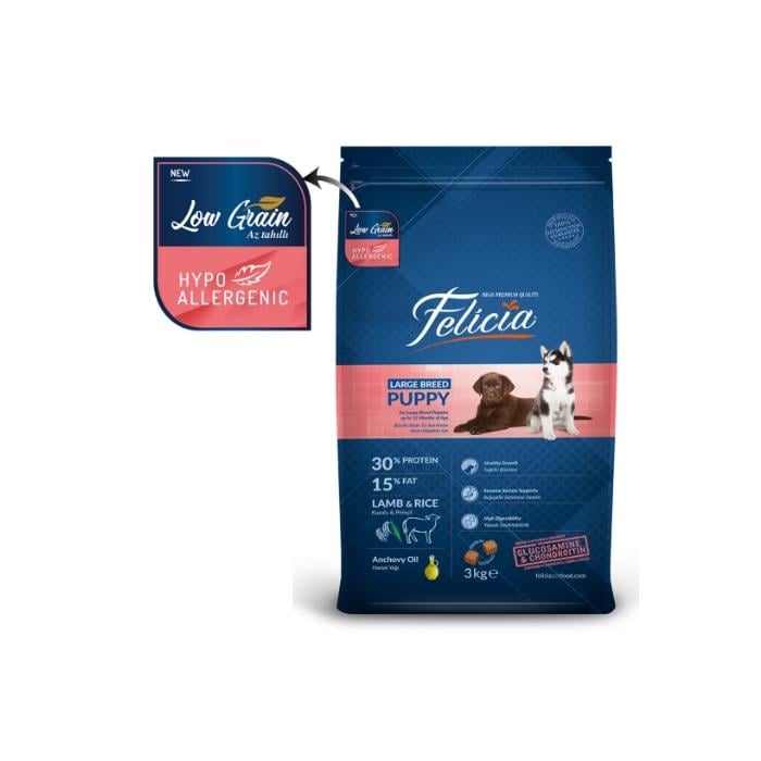 Felicia Az Tahıllı 3 Kg Yavru Kuzulu M/Large Breed HypoAllergenic Köpek Maması