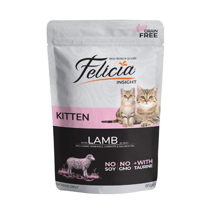 Felicia Tahılsız Yavru Kuzu Etli Yaş Kedi Maması Pouch 85gr