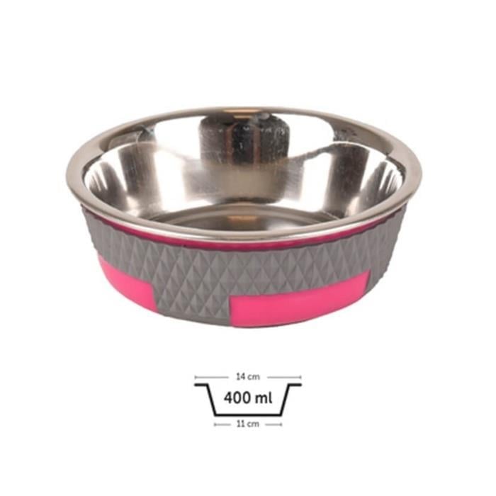 Flamingo Trimond Gri/Pembe Mama ve Su Kabı 400ml 14cm