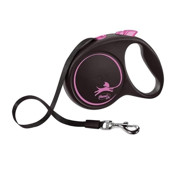 Flexi Black Desing Small 5m Şerit Gezdirme Pembe