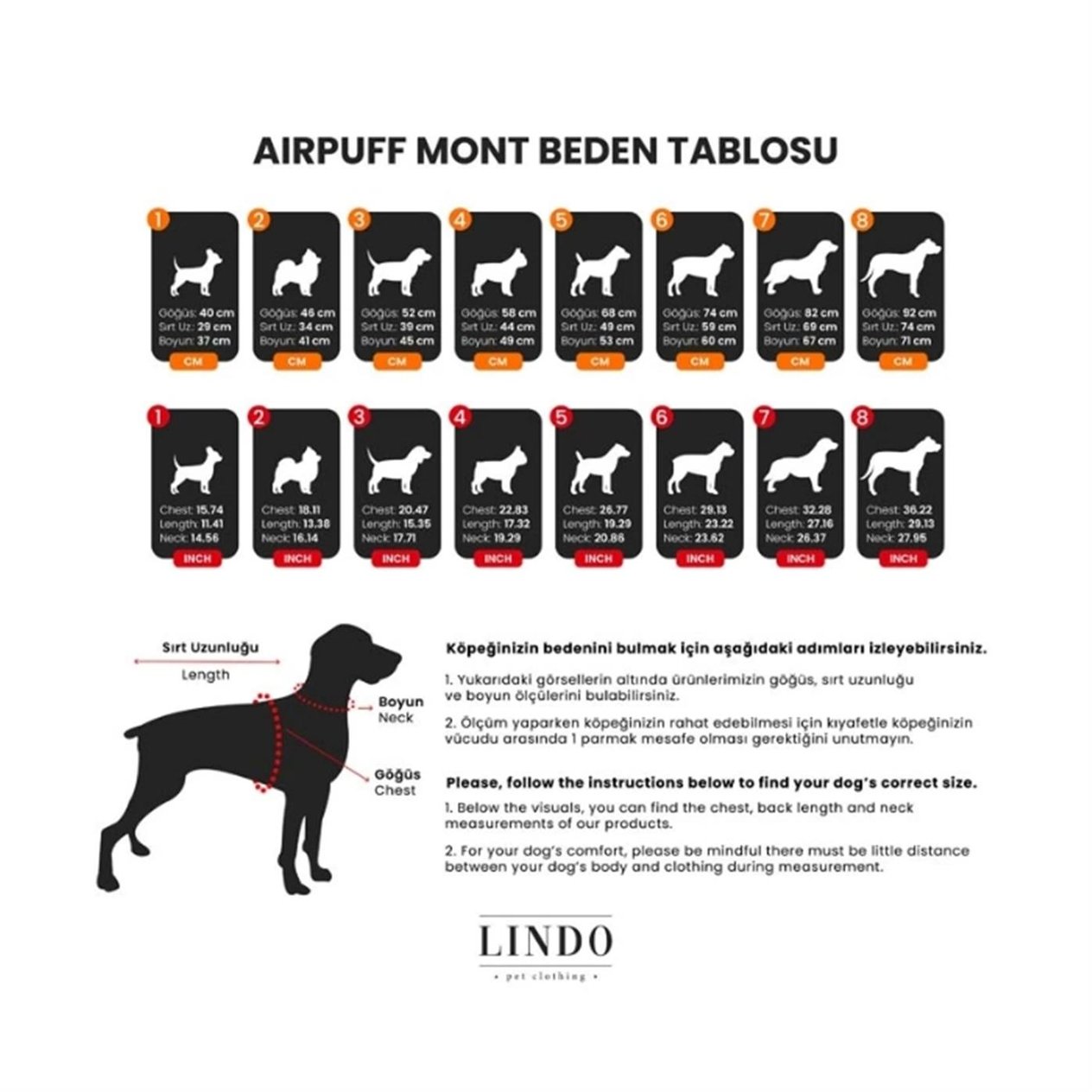 Lindo Air Puff Mango Köpek Montu Beden :1