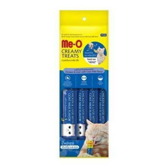 ME-O Creamy Treats Tavuk Ciğerli Ve Keçi Sütlü Sıvı Kedi Ödülü 4x15gr