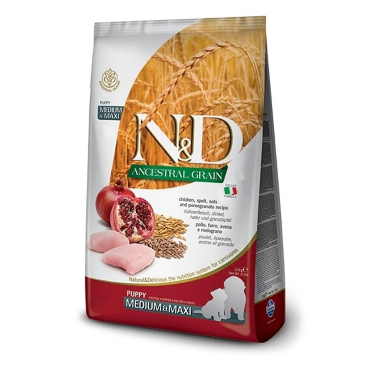 N&D Düşük Tahıllı Tavuklu Narlı Orta Irk Yavru Köpek Maması 2.5 Kg