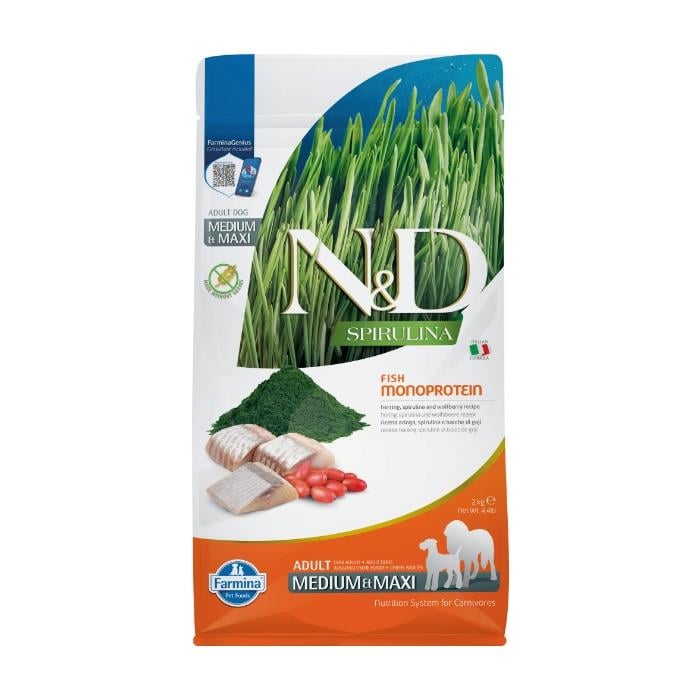 N&D Spirulina Ringa Balıklı 2 Kg Medium Maxi Yetişkin Kuru Köpek Maması