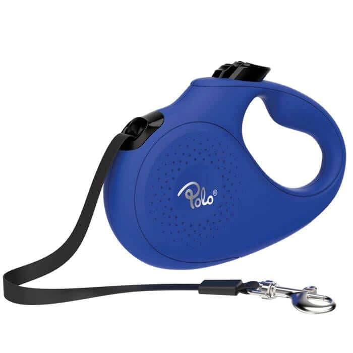 Polo Solid Mavi Otomatik Köpek Tasması Medium 5m/25 Kg