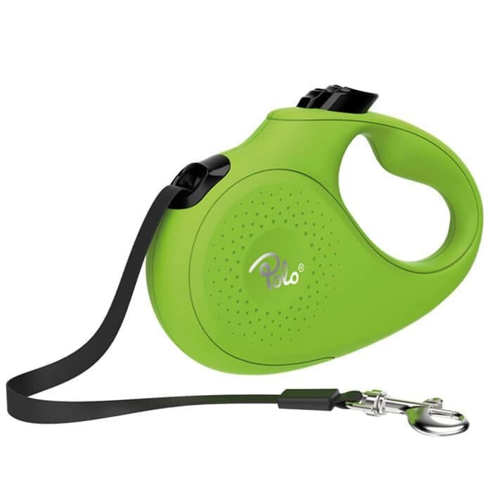 Polo Solid Yeşil Otomatik Köpek Tasması Medium 5m/25 Kg