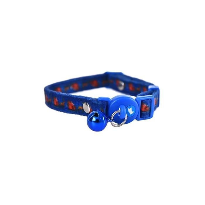 Zampa Lenado Çıngıraklı Emniyet Kilitli Kedi Boyun Tasması Lacivert 1x32 Cm