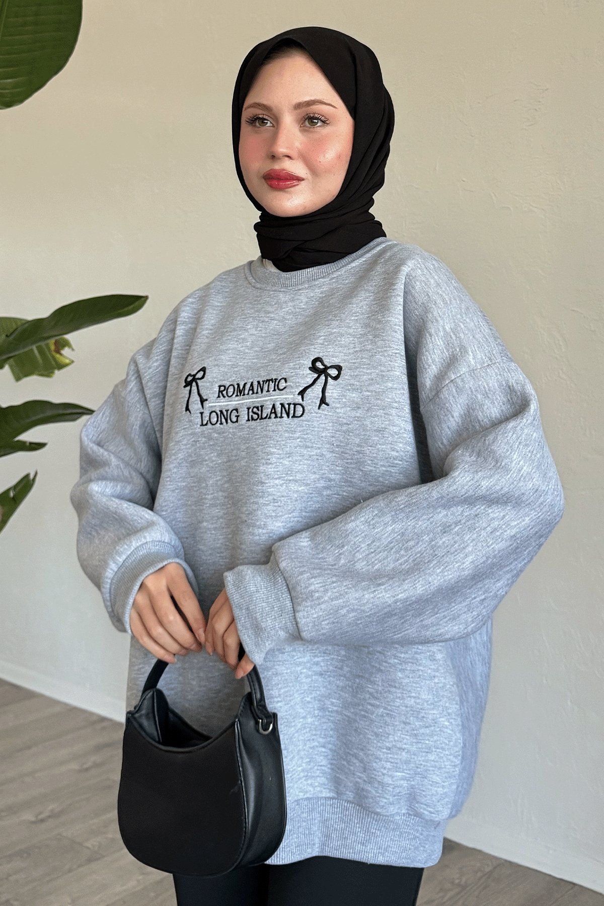 Fiyonk Yazı İşleme Gri Sweat