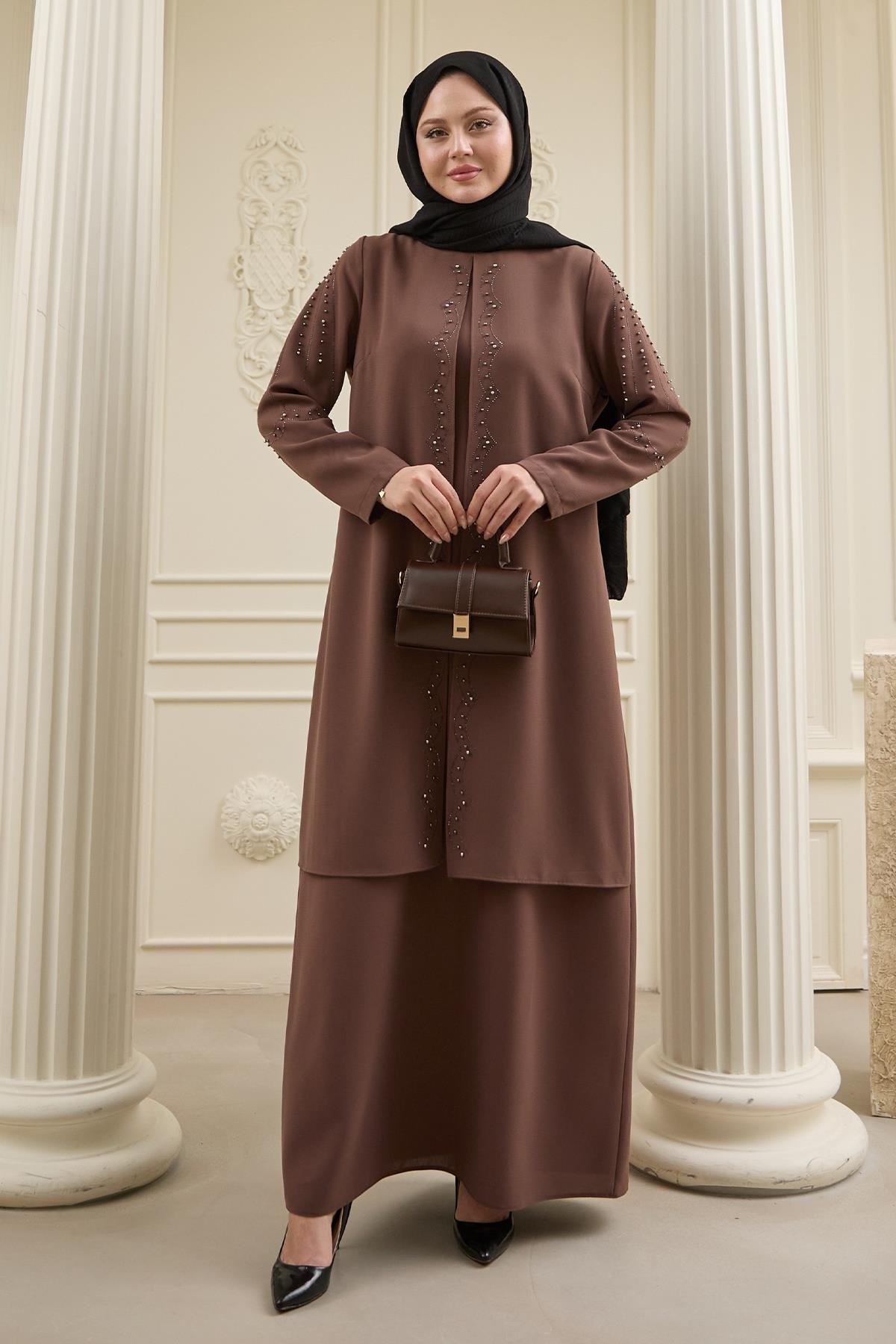 İncili Parça Detay Taba Abaya