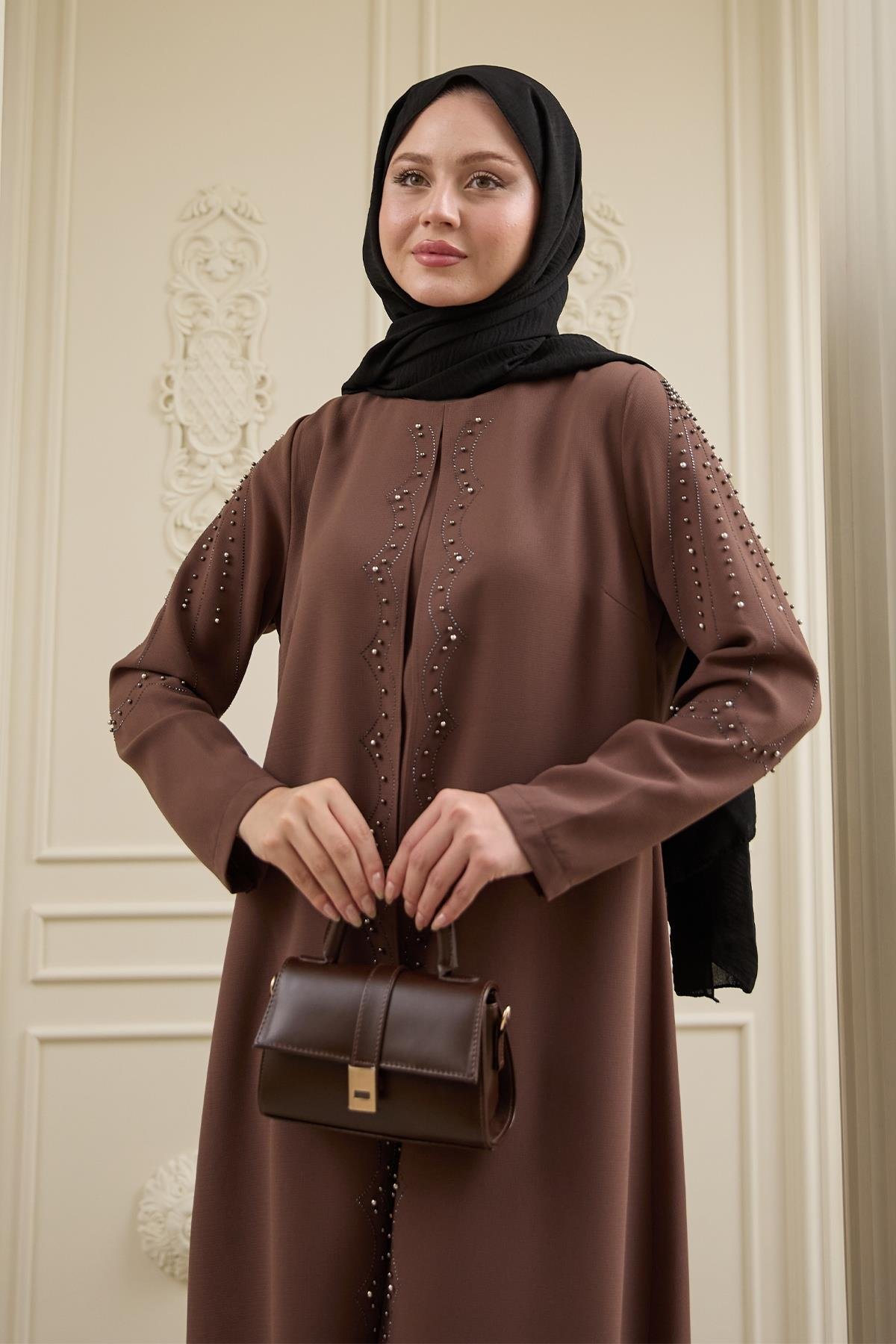 İncili Parça Detay Taba Abaya