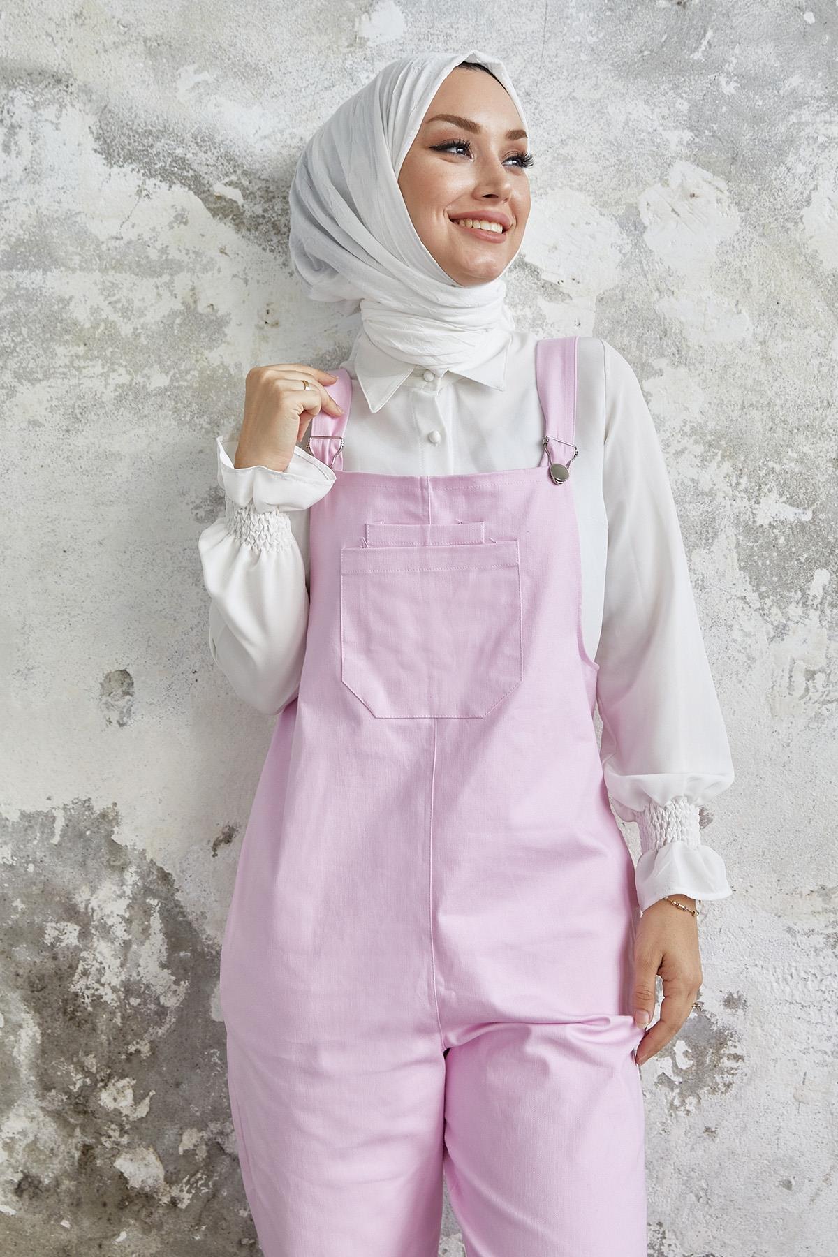 Lindy Askılı Pembe Salopet