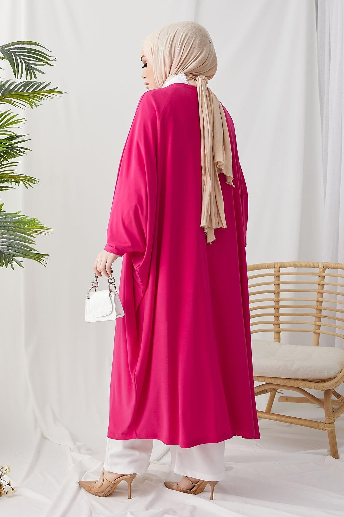 Mevira Salaş Kesim Abaya - Fuşya