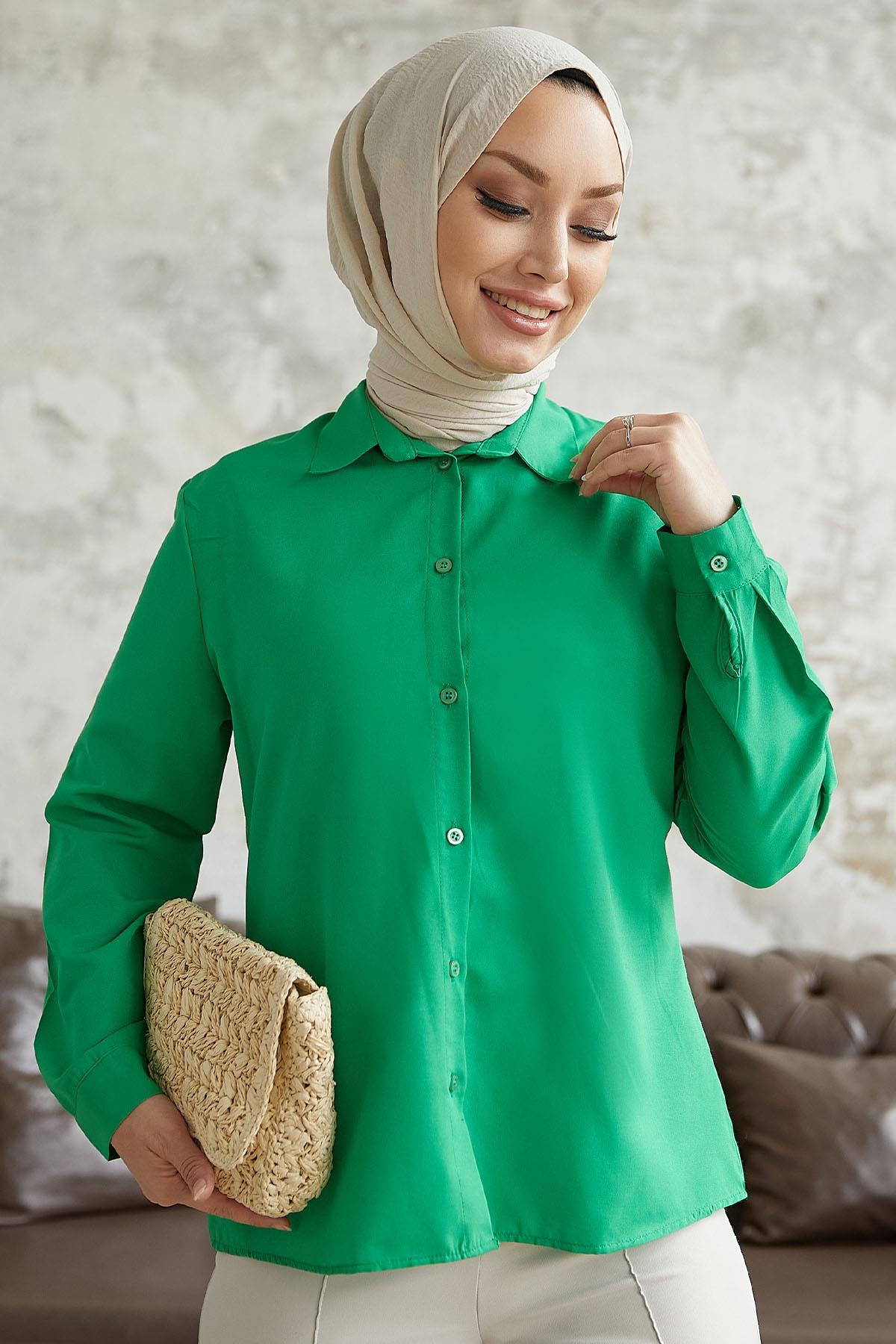 Nilda Basic Yeşil Gömlek