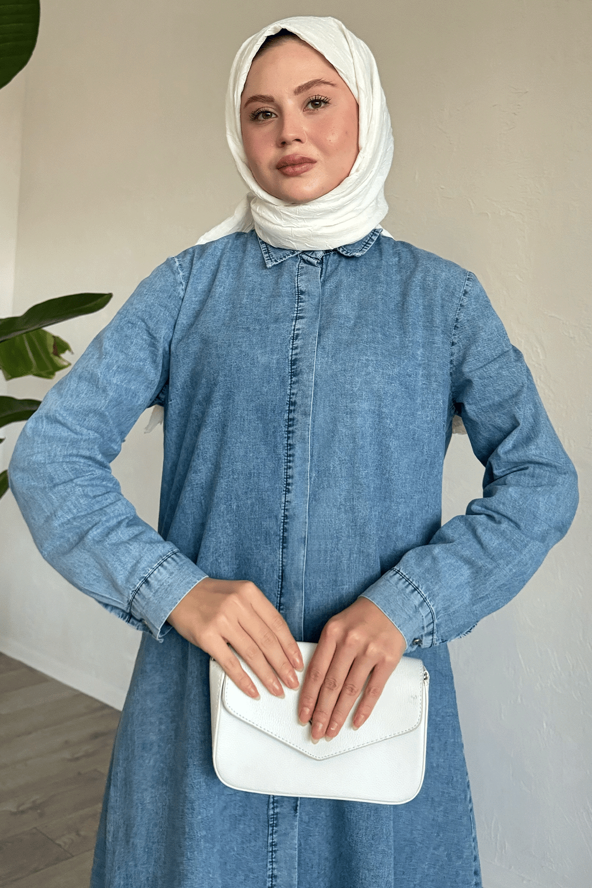 Püsküllü Mavi Uzun Tunik
