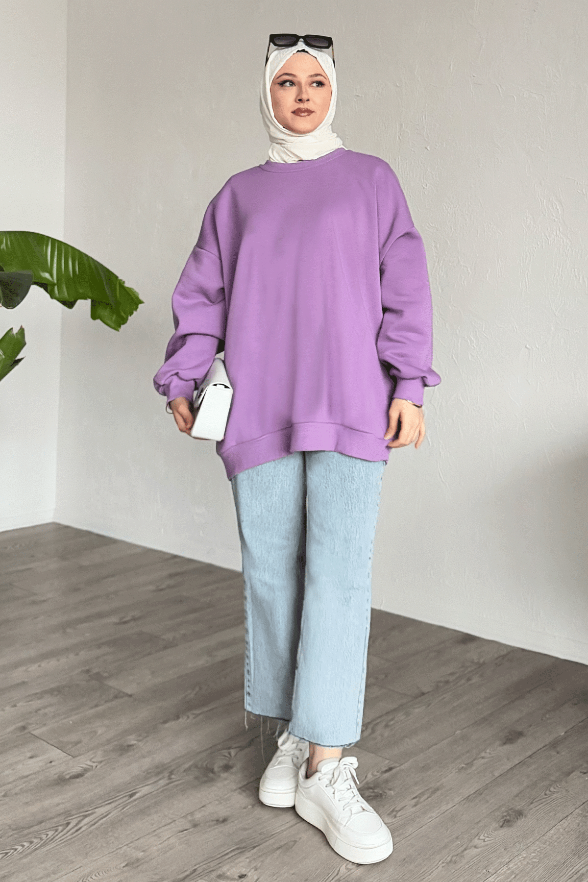 Şardonlu Basic Lila Sweat