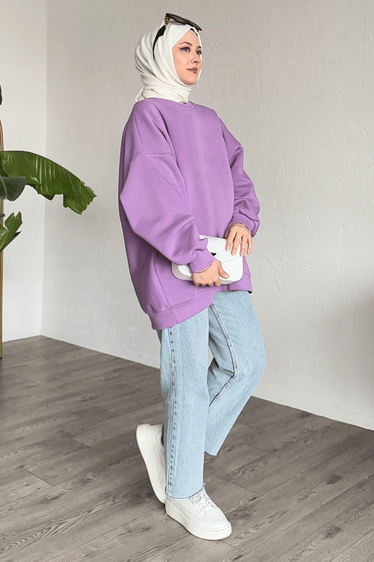 Şardonlu Basic Lila Sweat