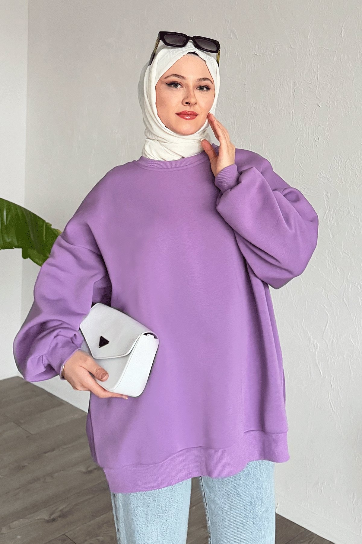 Şardonlu Basic Lila Sweat