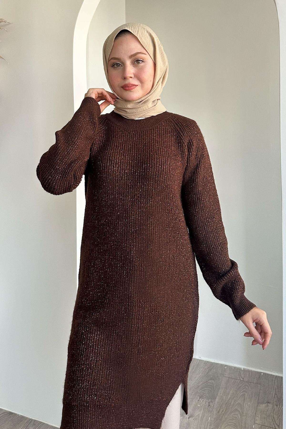 Simli Fitilli Acı Kahve Tunik