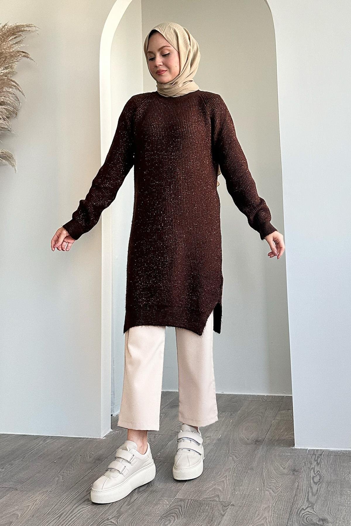 Simli Fitilli Acı Kahve Tunik