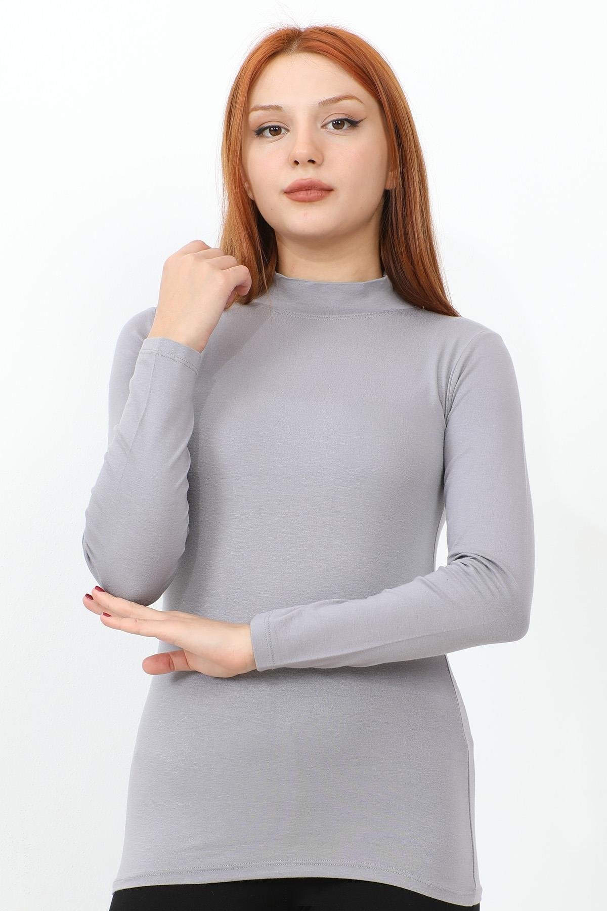 Uzun Kol Balıkçı Yaka Basic Gri Body