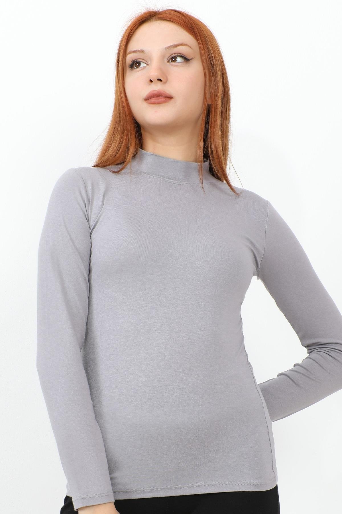 Uzun Kol Balıkçı Yaka Basic Gri Body