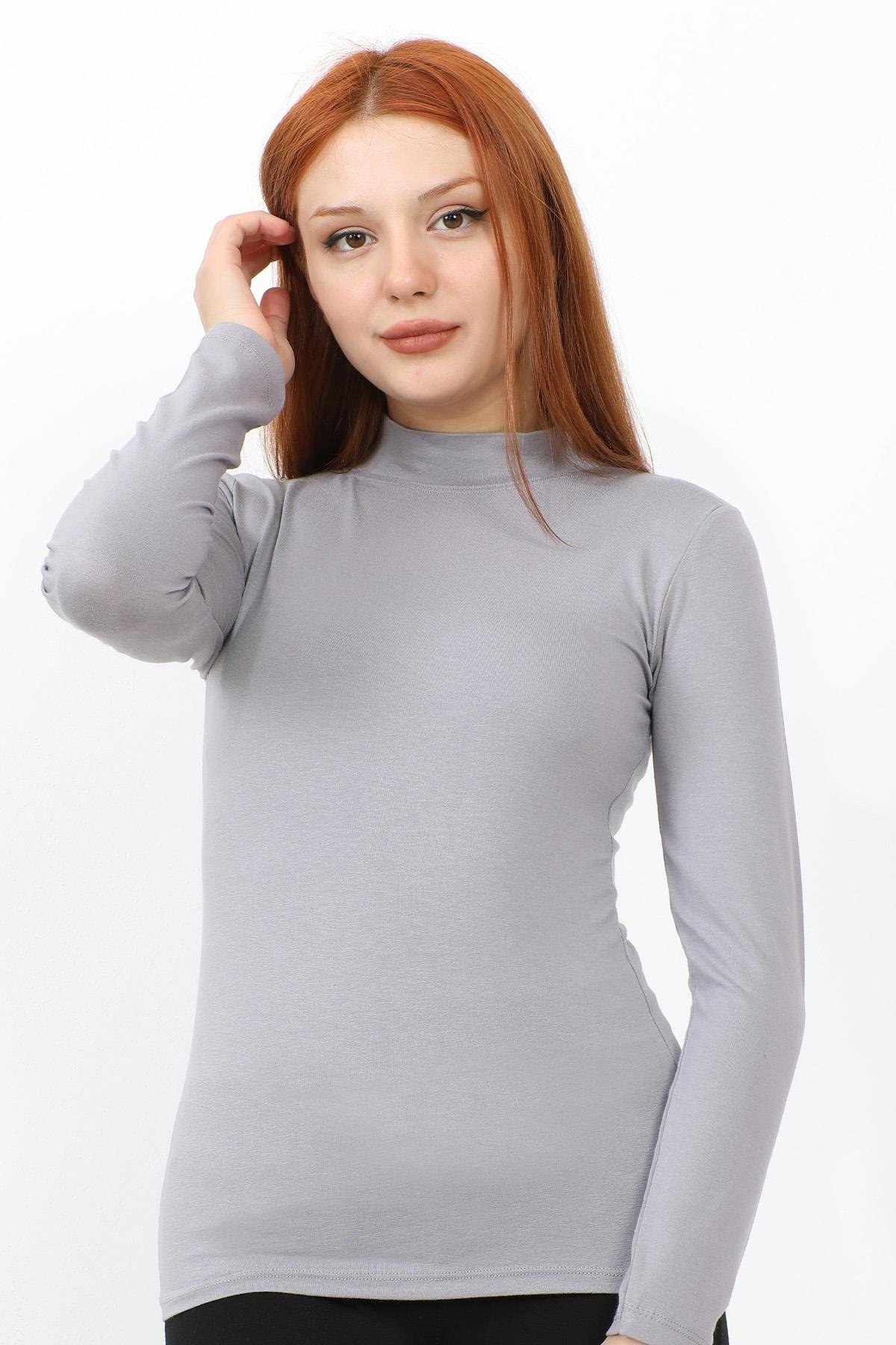 Uzun Kol Balıkçı Yaka Basic Gri Body