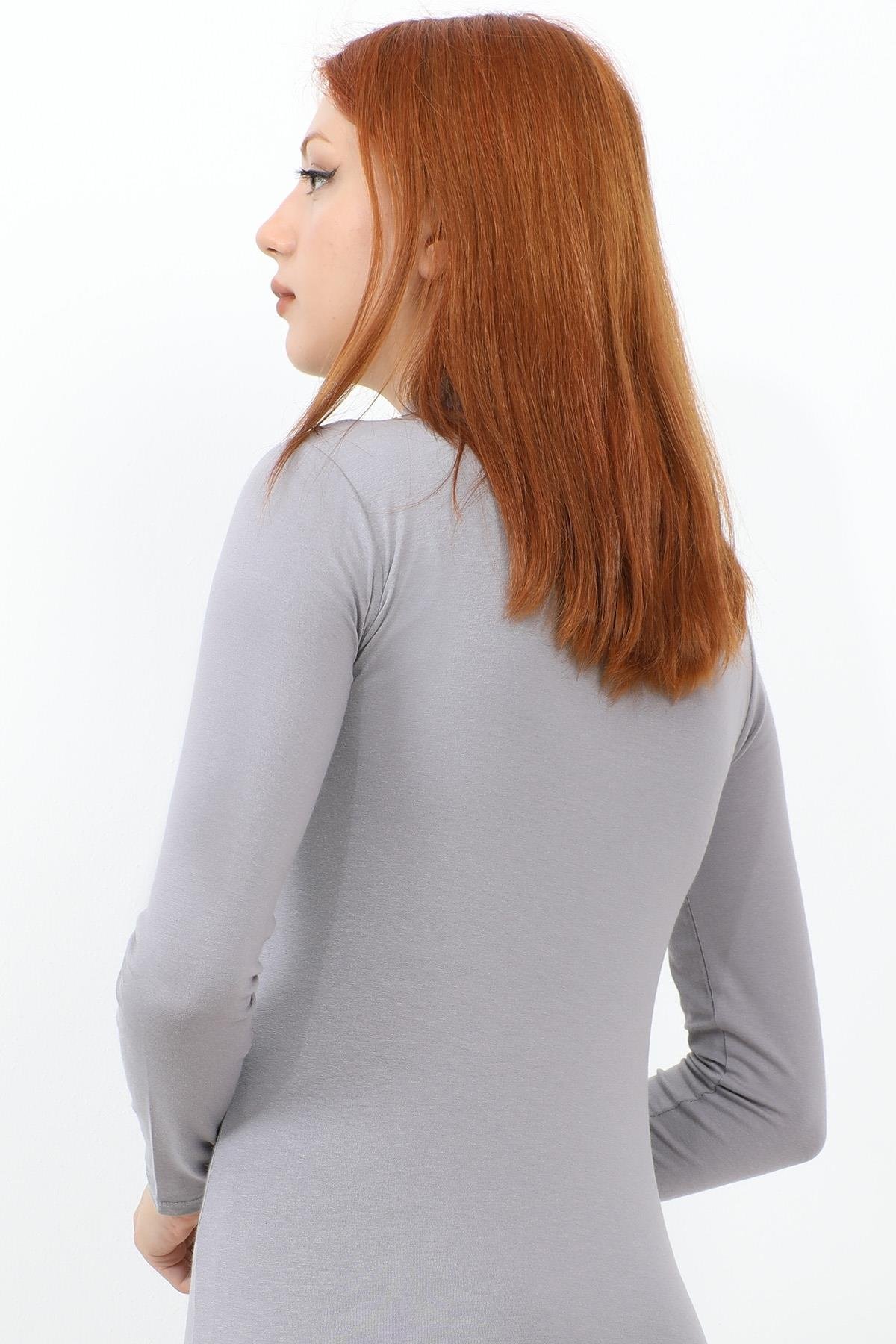 Uzun Kol Balıkçı Yaka Basic Gri Body
