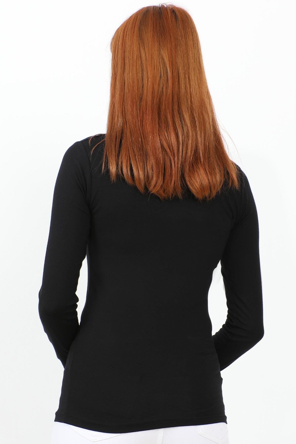 Uzun Kol Balıkçı Yaka Basic Siyah Body