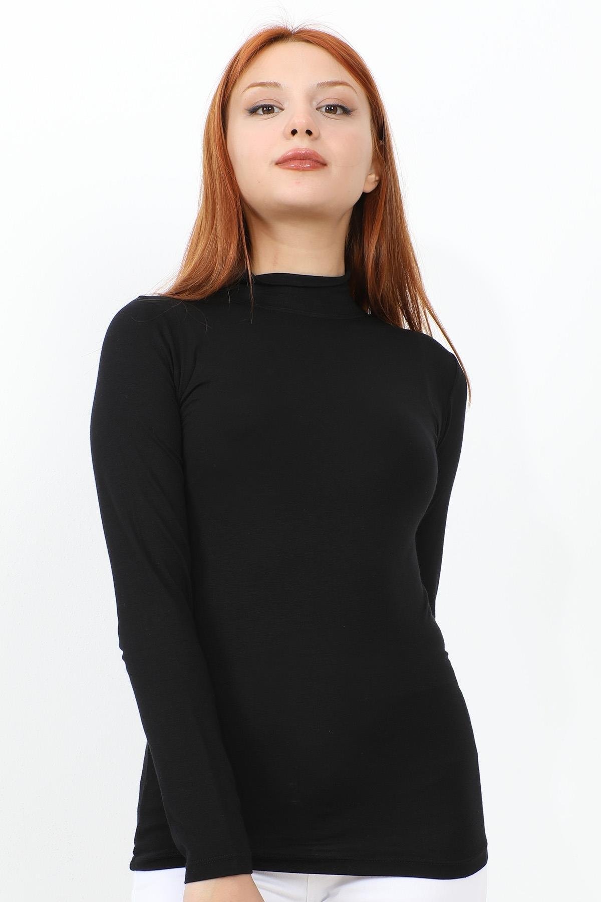 Uzun Kol Balıkçı Yaka Basic Siyah Body