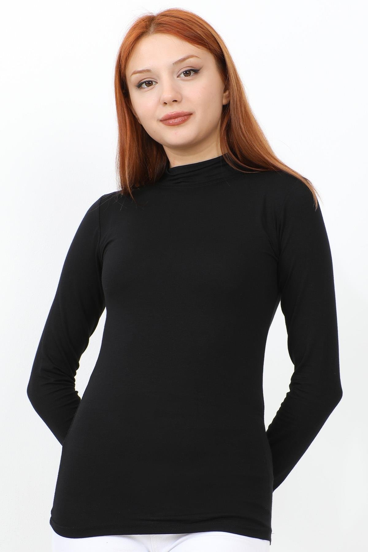 Uzun Kol Balıkçı Yaka Basic Siyah Body