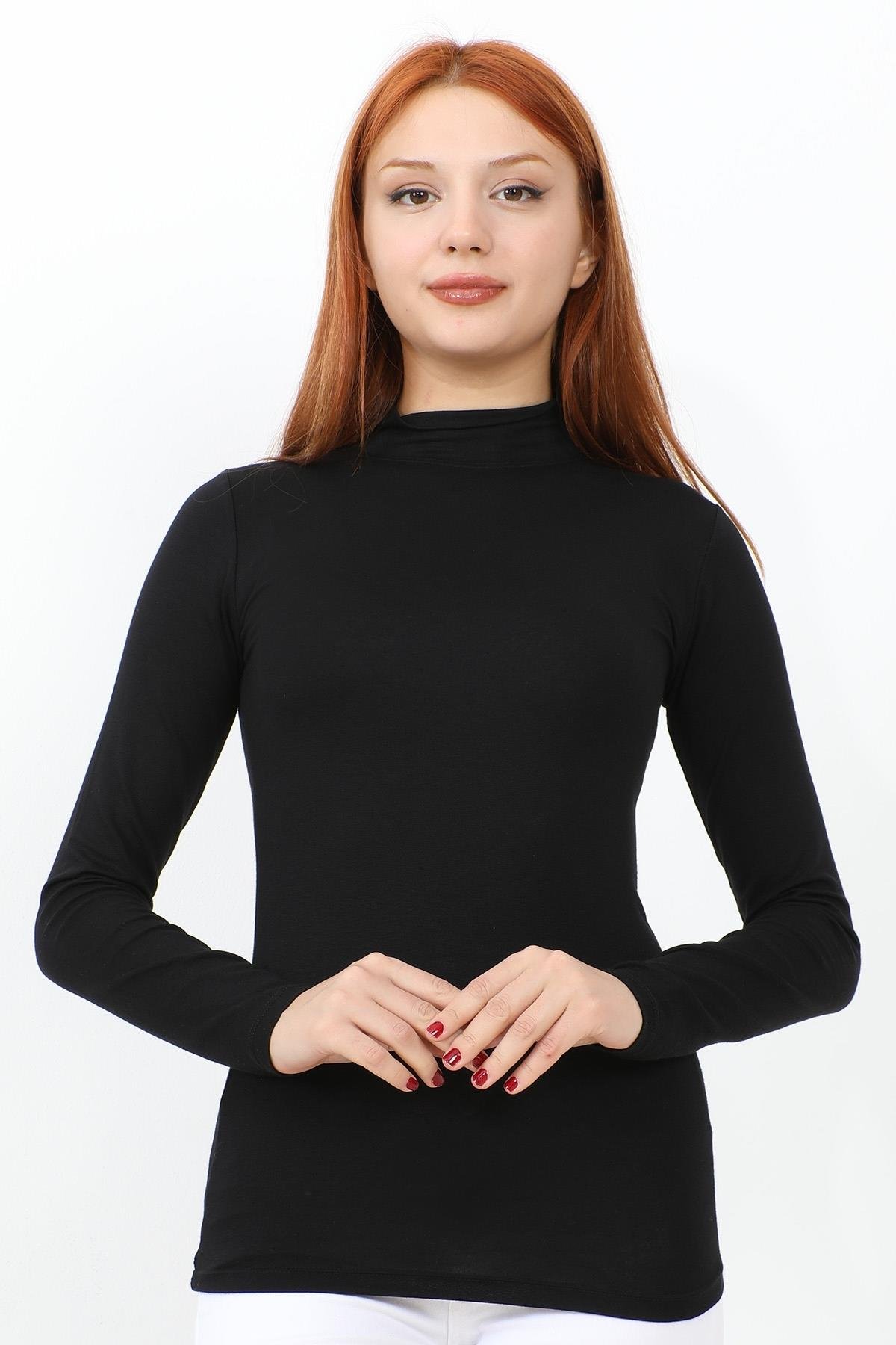Uzun Kol Balıkçı Yaka Basic Siyah Body