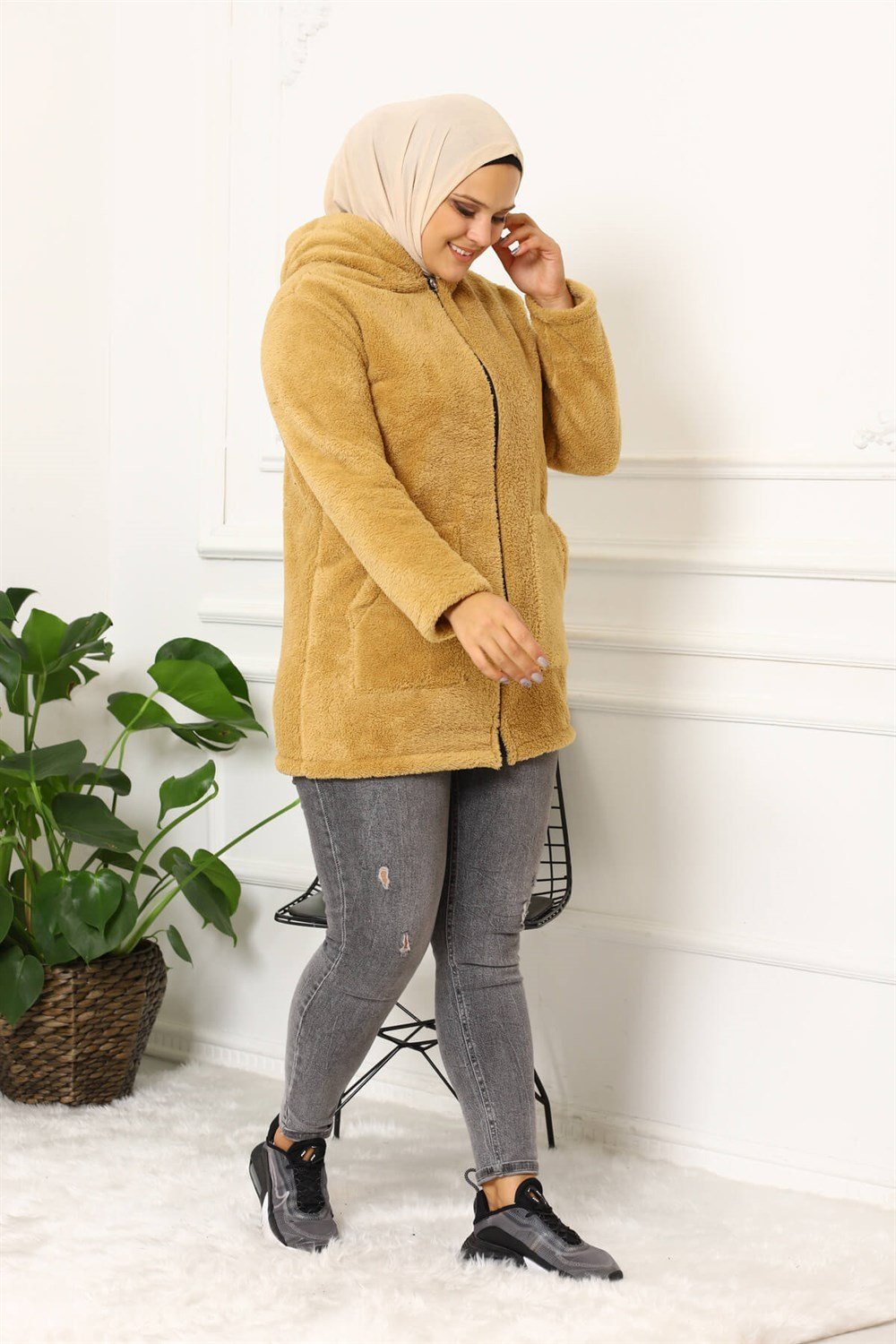 Peluş Hırka Kahverengi